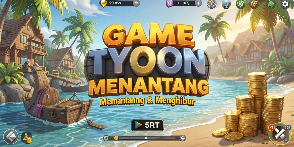Tangkapan layar utama 5RT menampilkan gameplay Tycoon yang menarik.