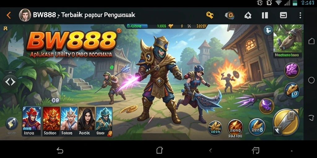 Screenshot BW888 menampilkan antarmuka pengguna aplikasi Utility yang menarik.