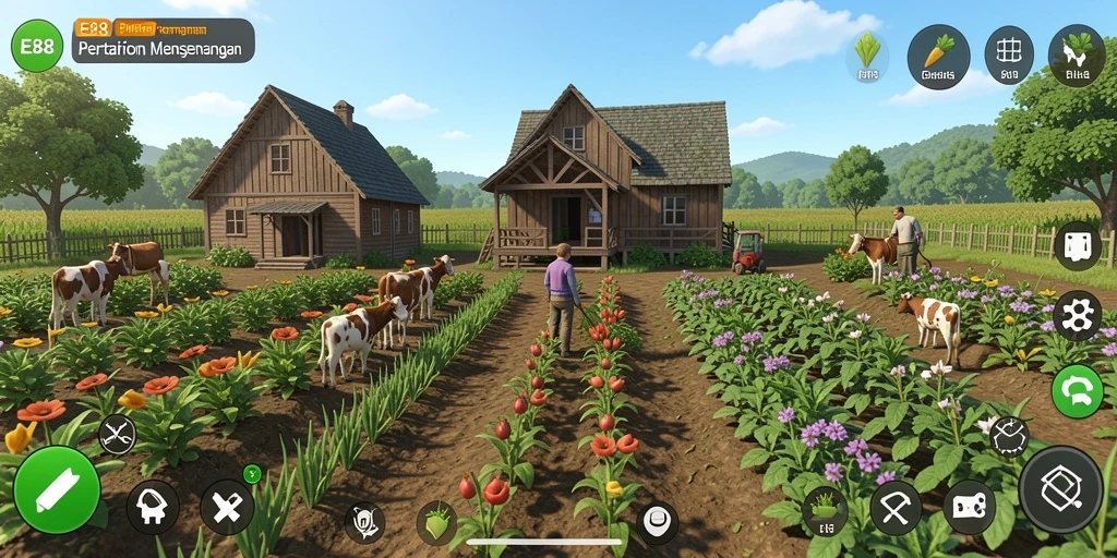 Gameplay E88 dengan aktivitas pertanian yang menantang.