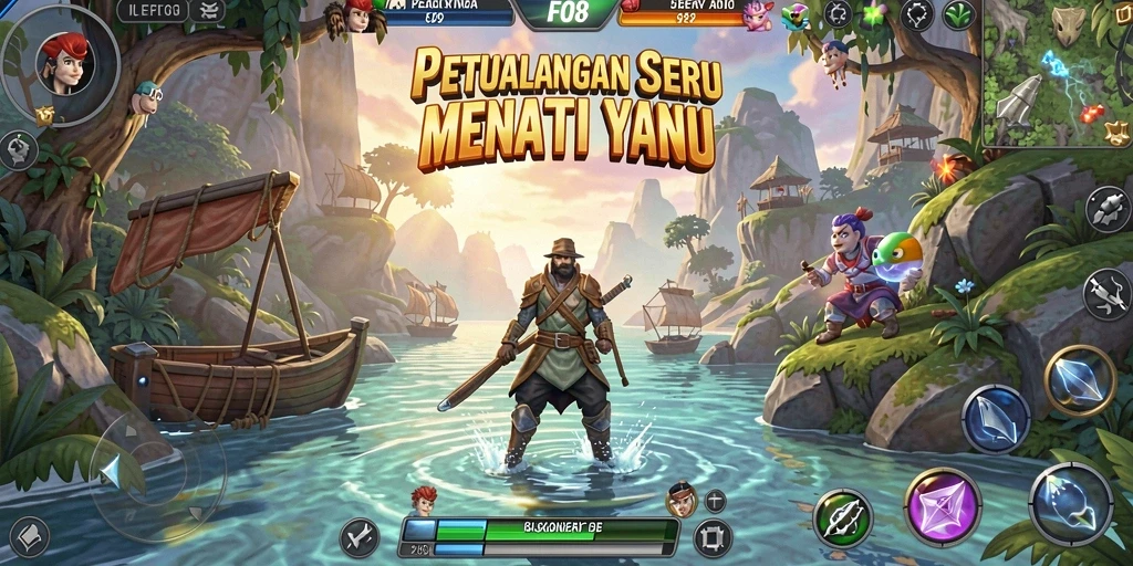 Screenshot gameplay <strong>FO8</strong> menampilkan momen petualangan yang mendebarkan.