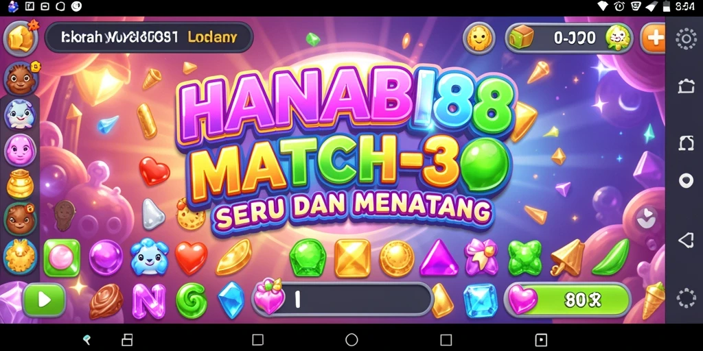 Tangkapan layar utama HANABI88 menunjukkan aksi seru mencocokkan item dalam game Match-3.
