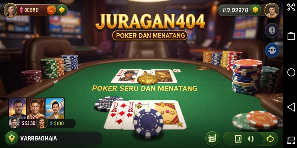 Screenshot gameplay JURAGAN404 menampilkan suasana bermain Poker yang dinamis.