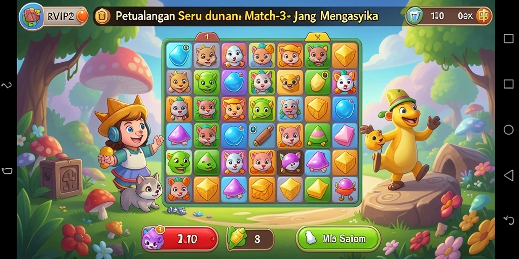 Tampilan gameplay seru dengan warna-warna cerah di RVIP2.