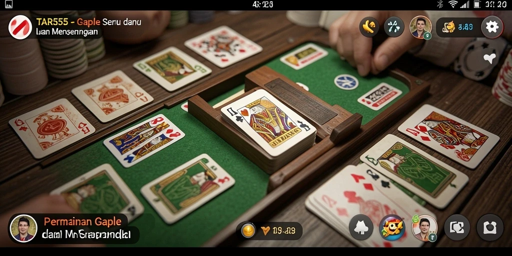 Tangkapan layar utama gameplay TAR555 yang menampilkan aksi seru Gaple.